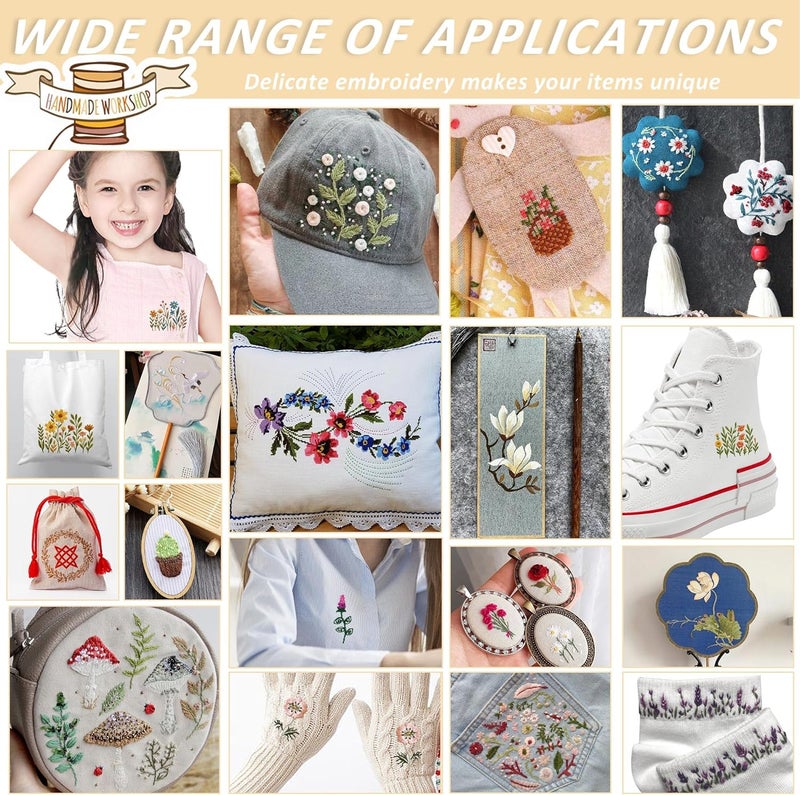 CRASHOT Water Soluble Stabilizer for Embroidery - Flower Stick & Stitch Embroidery Paper Wash Away, Floral Lace Frame Hand Sewing Embroider Patterns for Jean Bag T-Shirt (4 Sheets) - Image 5